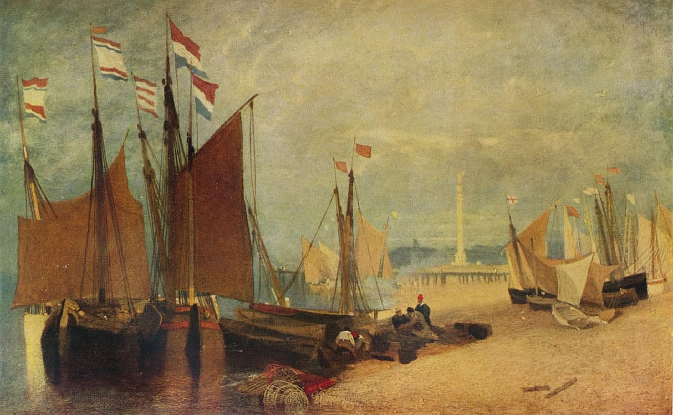 SERENDIPITP Aesthetic Poster Photo Wall Print Retro Picture Dutch Boats off Yarmouth Prizes During the War by Sell Cotman Modern Wall Artwork for Home Decor 60x90cm