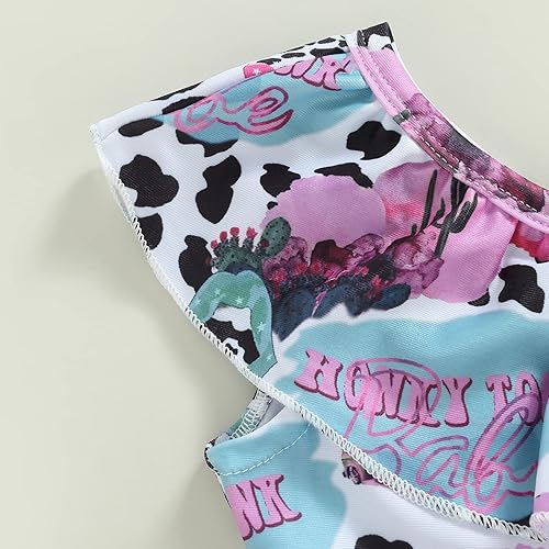 Miniatura 9 de Traje de baño para niña pequeña 2 piezas sin mangas floral parte superior corta natación playa bikini traje de baño de verano