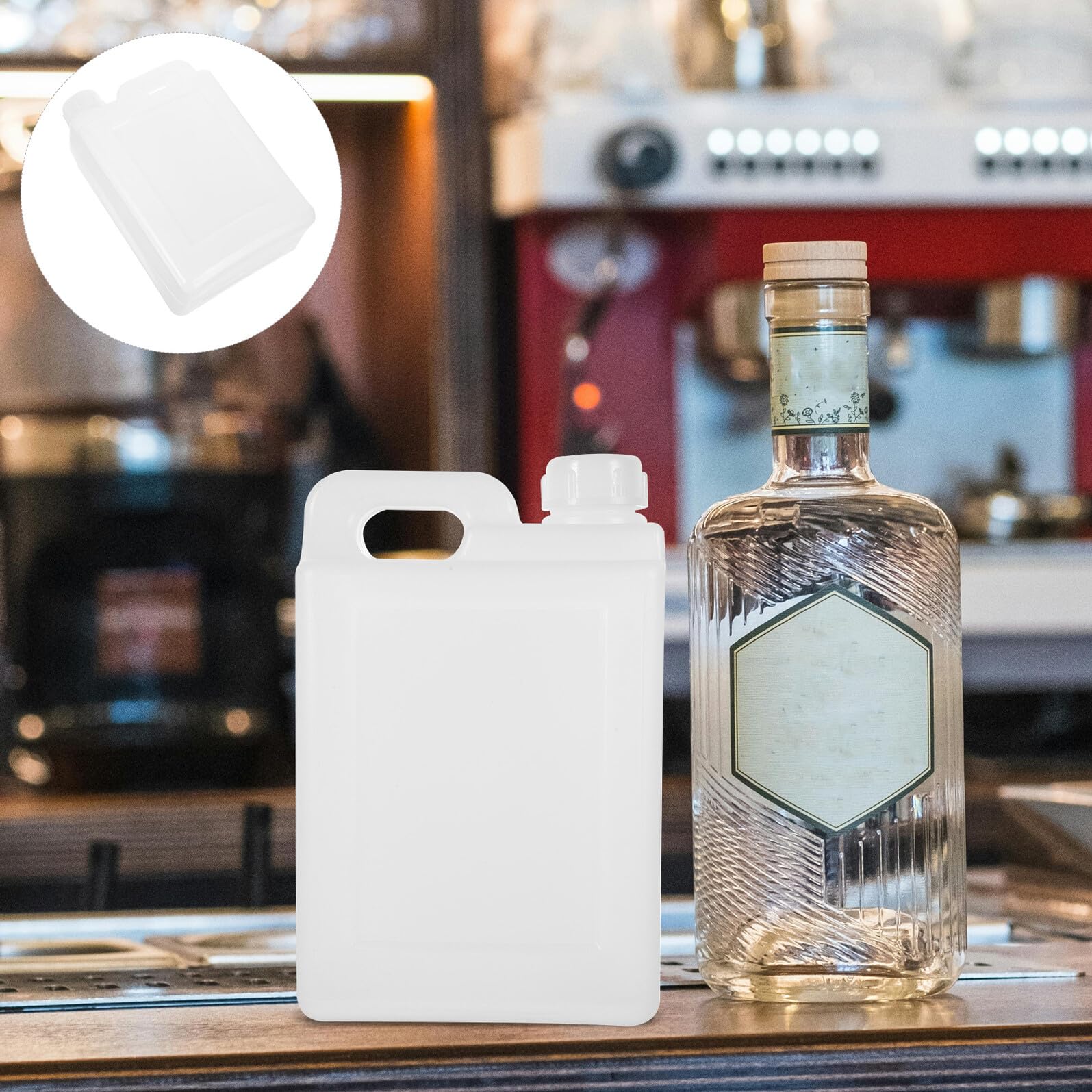 Flache Flasche aus Kunststoff 1l Weiß Praktische und Auslaufsichere Camping Wasserkanister mit Deckel Leere Flaschen für Öl und Flüssigkeiten
