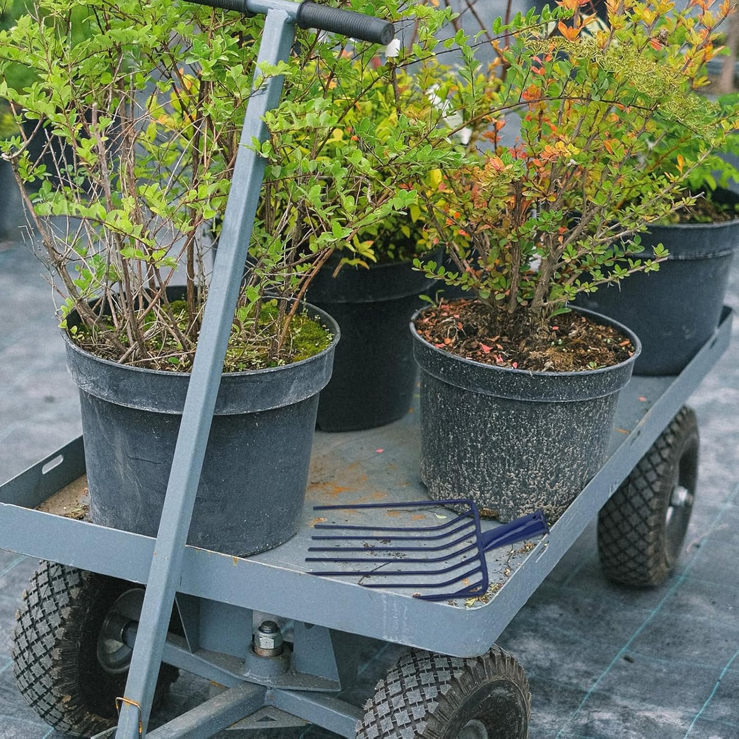 Sosoport 1pc Nine-Tooth Steel Fork Rake for Soil and Collection Lightweight Garden Tool for Easy and Soil Gathering Lawn