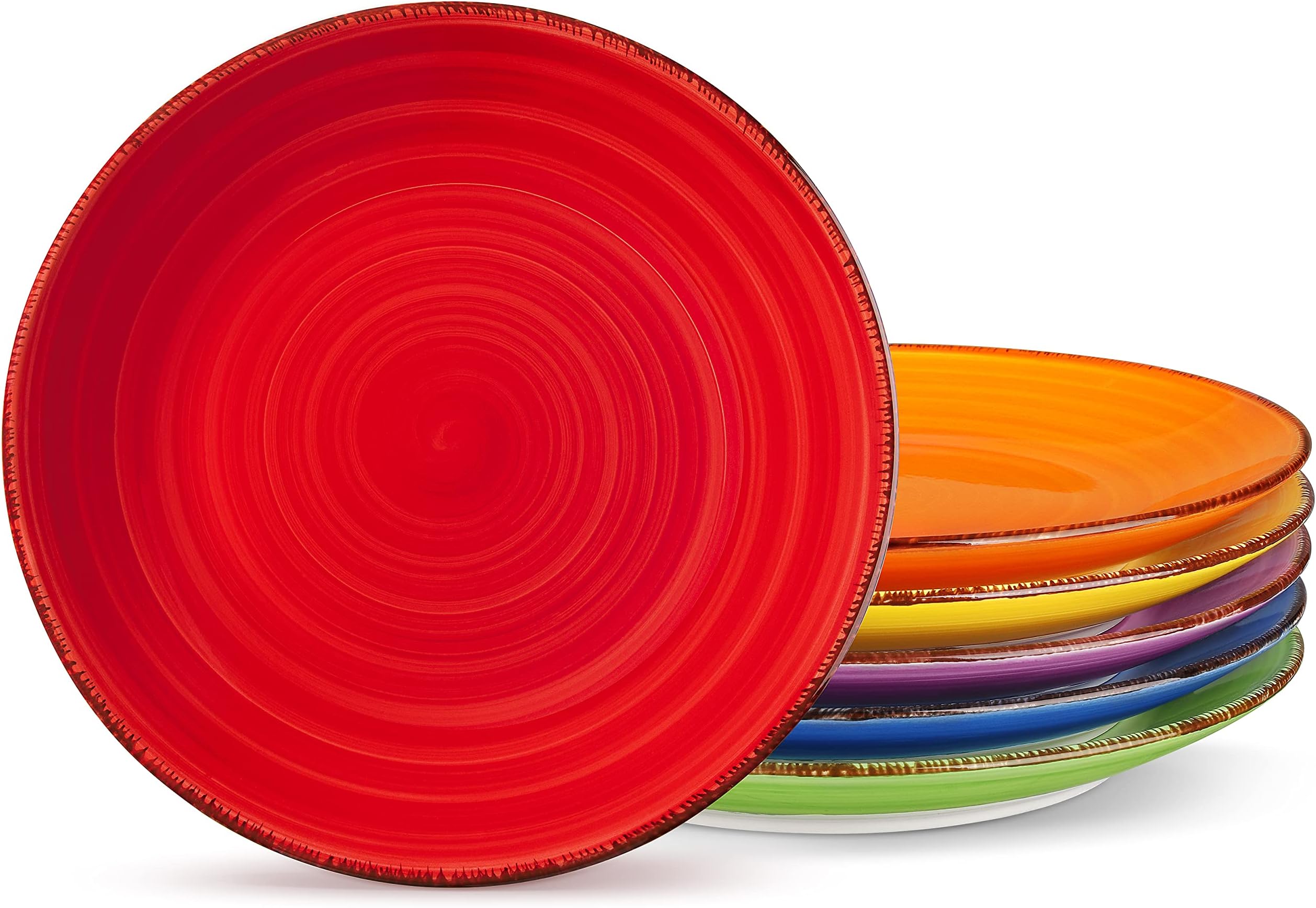 Bonita Salad Plates, 8.5 inch Colorful Small Dinner Plates Set, Ceramic Dessert Plate Serving Dishes set of 6, Microwave, Oven and Dishwasher Safe, Assorted Color