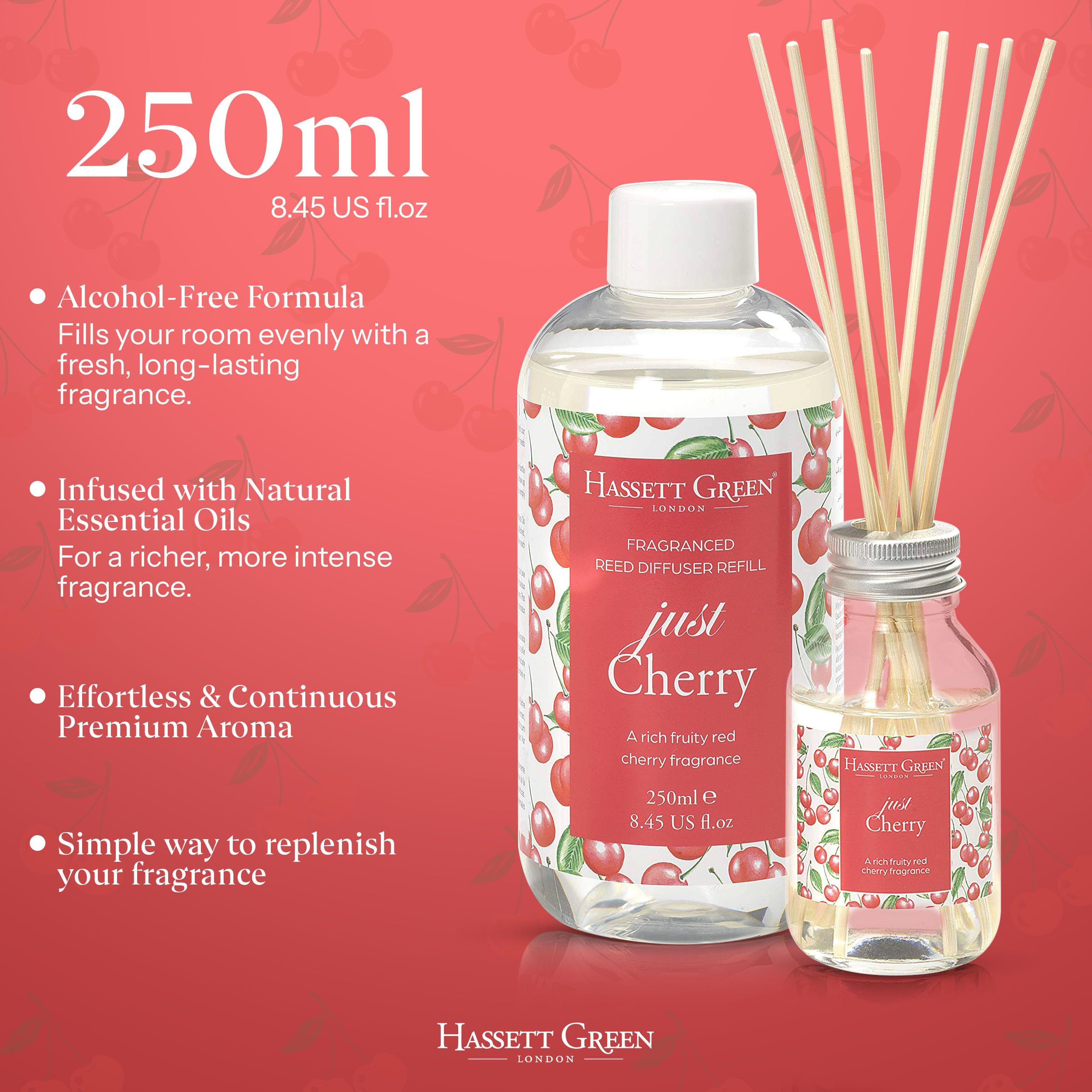 Nur Kirsche Öl Reed Diffusor Nachfüllung 250ml - Reich Fruchtig Rote Kirsche Duft