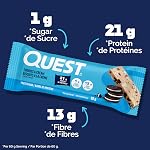 Quest Nutrition Cookies & Cream Flavour Protein Bar, High Protein, High Fibre, Low Sugar, Keto Friendly, 21g Protein, 1g Sugar, 12ct