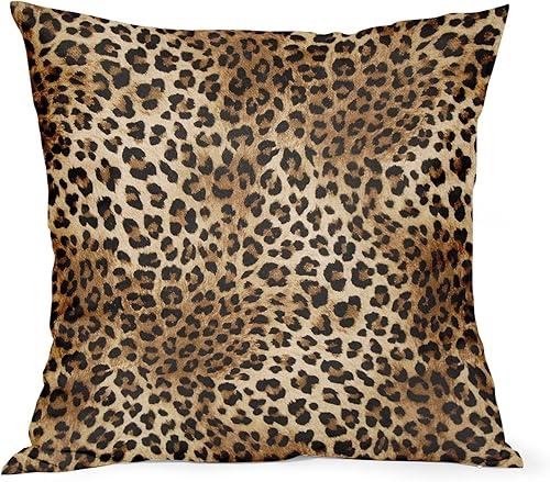 Miniatura 5 de Funda de almohada de leopardo marrón, 2 fundas de almohada de guepardo de 18 x 18 pulgadas, de algodón suave, con estampado de animales, fundas de