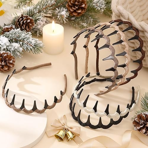 Miniatura 7 de Auseibeely 6 diademas en zigzag para mujer, diadema ondulada antideslizante con dientes, diadema de plástico en forma de U para niñas, adolescentes