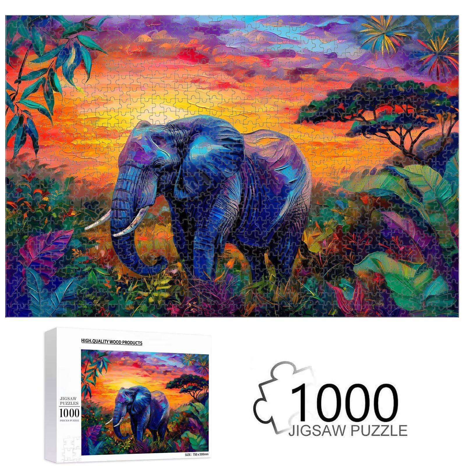 5000 Pezzi Puzzle Adulti - Elefante & Tropicale - Decorazione Murale 1T#22