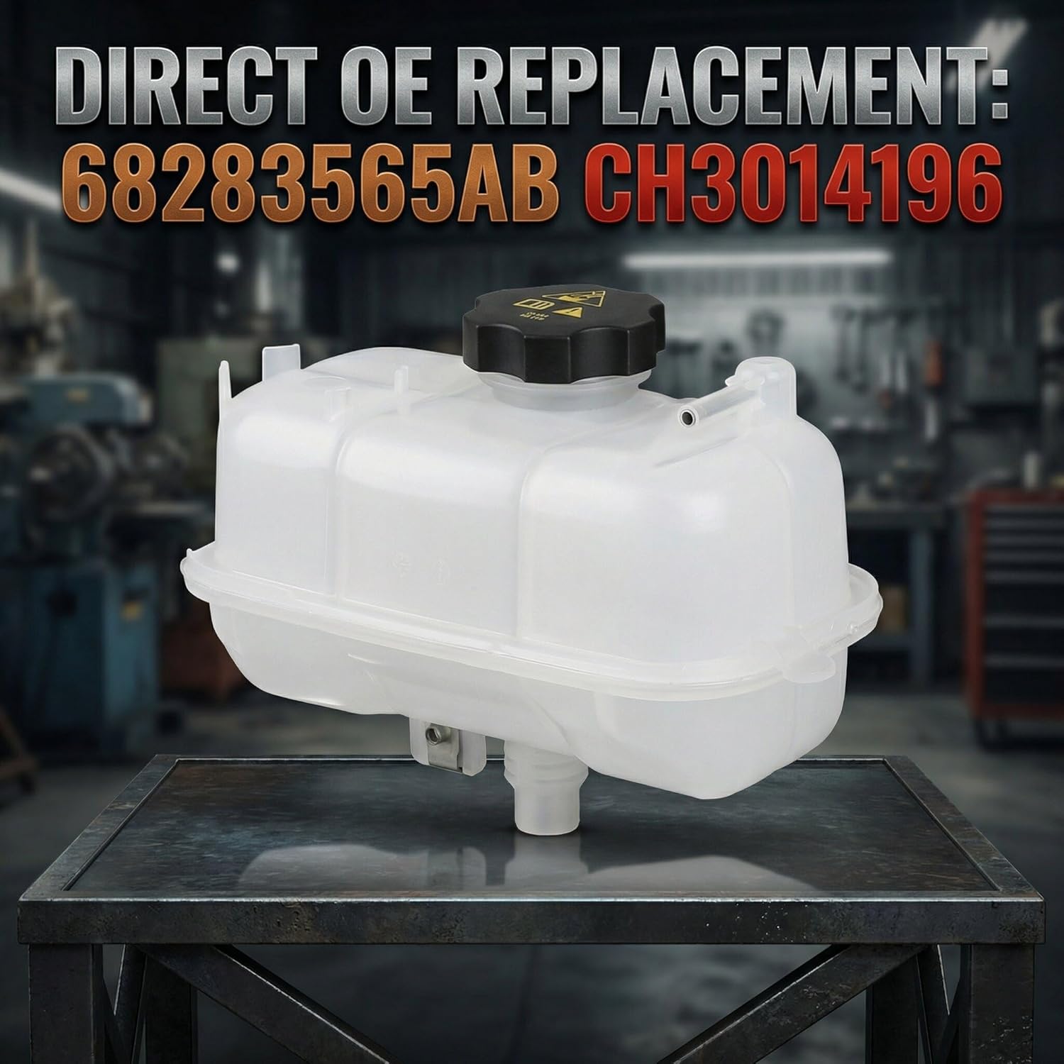 Engine Coolant Reservoir Tank with Cap Compatible with Jeep Wrangler JL 2018-2024 V6 3.6L 3.0L Diesel - Radiator Overflow Expansion Recovery Bottle Replaces 68283565AB CH3014196