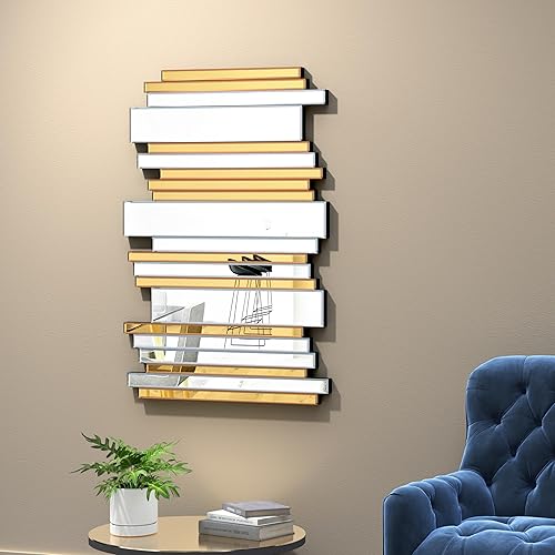 Miniatura 14 de Espejos decorativos para decoración de pared, espejos grandes para decoración de pared, sala de estar, espejos plateados de 24 x 36 pulgadas (marrón