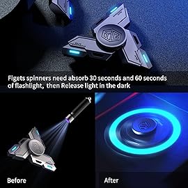 Fidget Spinners, Fidget Spinner Gifts for Adults, Stress Anxiety ADHD Relief Figets Toy, Metal Finger Hand Spinner Toy with Luminous Light, Spinner Absorb Solar Light Then Release in Dark