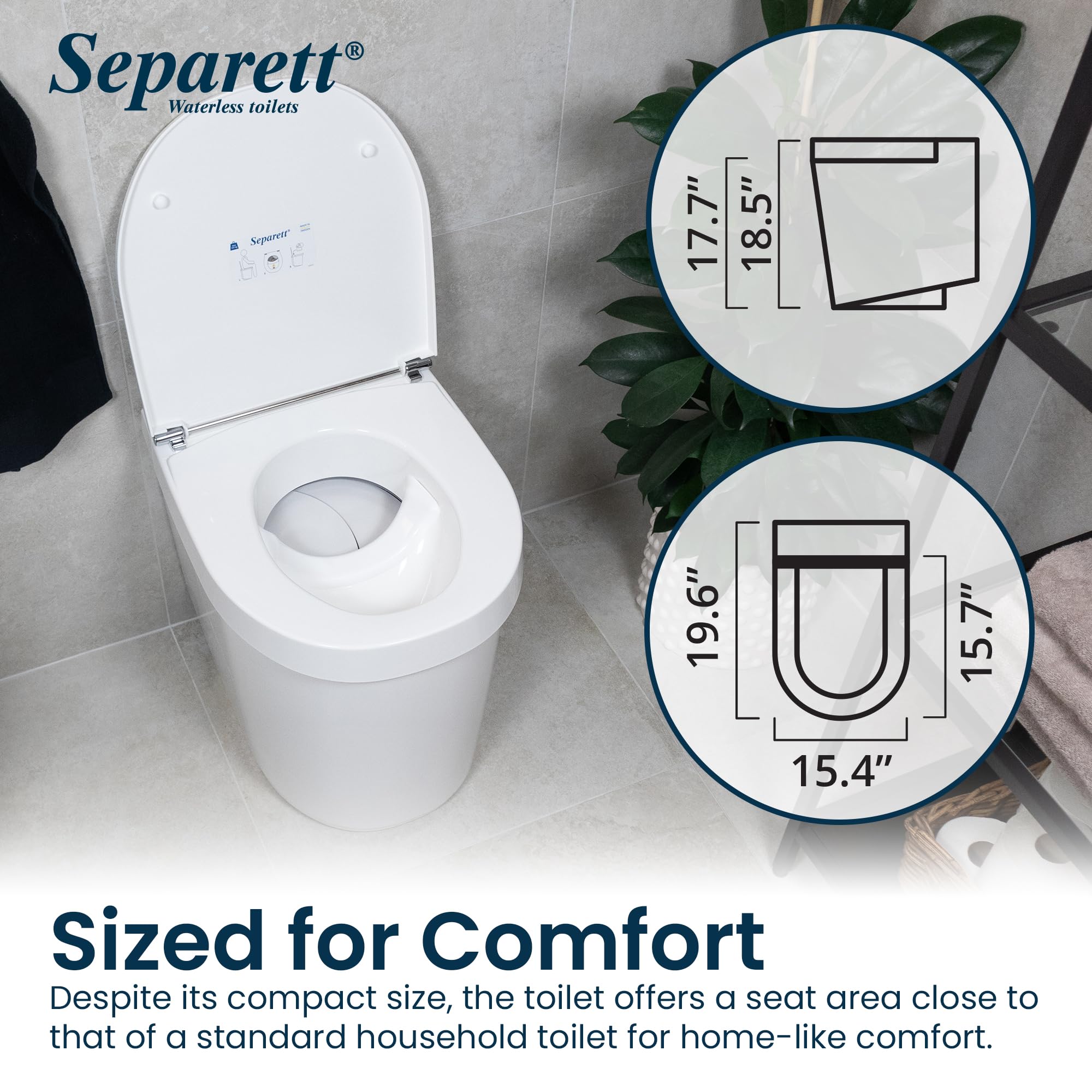 Urine separating toilet Separett Tiny® with urine hose out | Fácil de usar, no necesita aditivos, para casas pequeñas, cabañas y caravanas, con sistema de agua gris