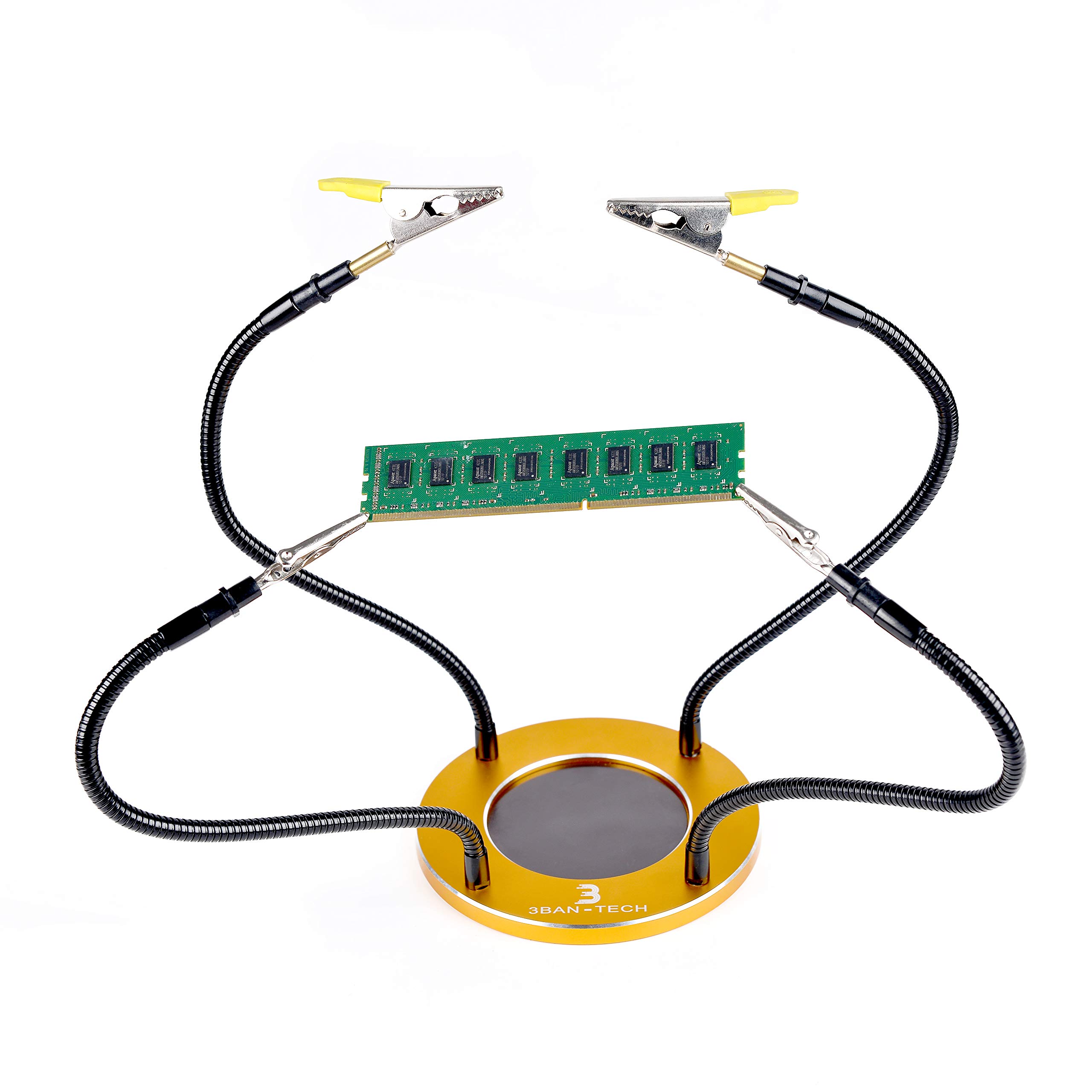 Helping Hands Third Hand Soldering Station Tool,Two Maximum opening 10MM and Two Maximum opening 20MM Alligator Clips,4 Flexible Gooseneck Arms,140MM Heavy Duty Base for Assembly,Repair,Crafts,Hobby,J