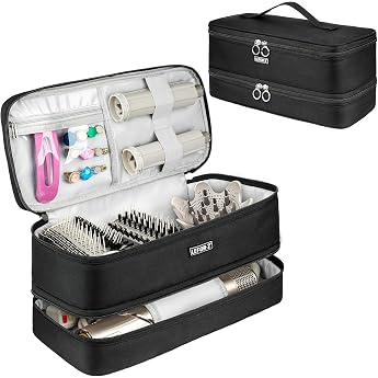 IVODEELA Bag Compatible with Dyson Airwrap Styler/Shark Flexstyle Styler/Hair Dryer/Dyson Supersonic Hair Dryer/Hairstyle Tool and Accessories Double Layer Travel Carry Bag Black Bag Only