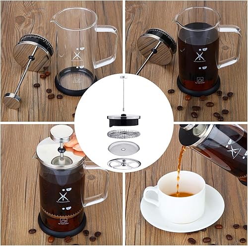 Miniatura 3 de Boao 6 filtros de repuesto para prensa francesa, filtros de malla de repuesto de acero inoxidable de 4 pulgadas para 33.8 fl oz, 34 onzas, 8 tazas