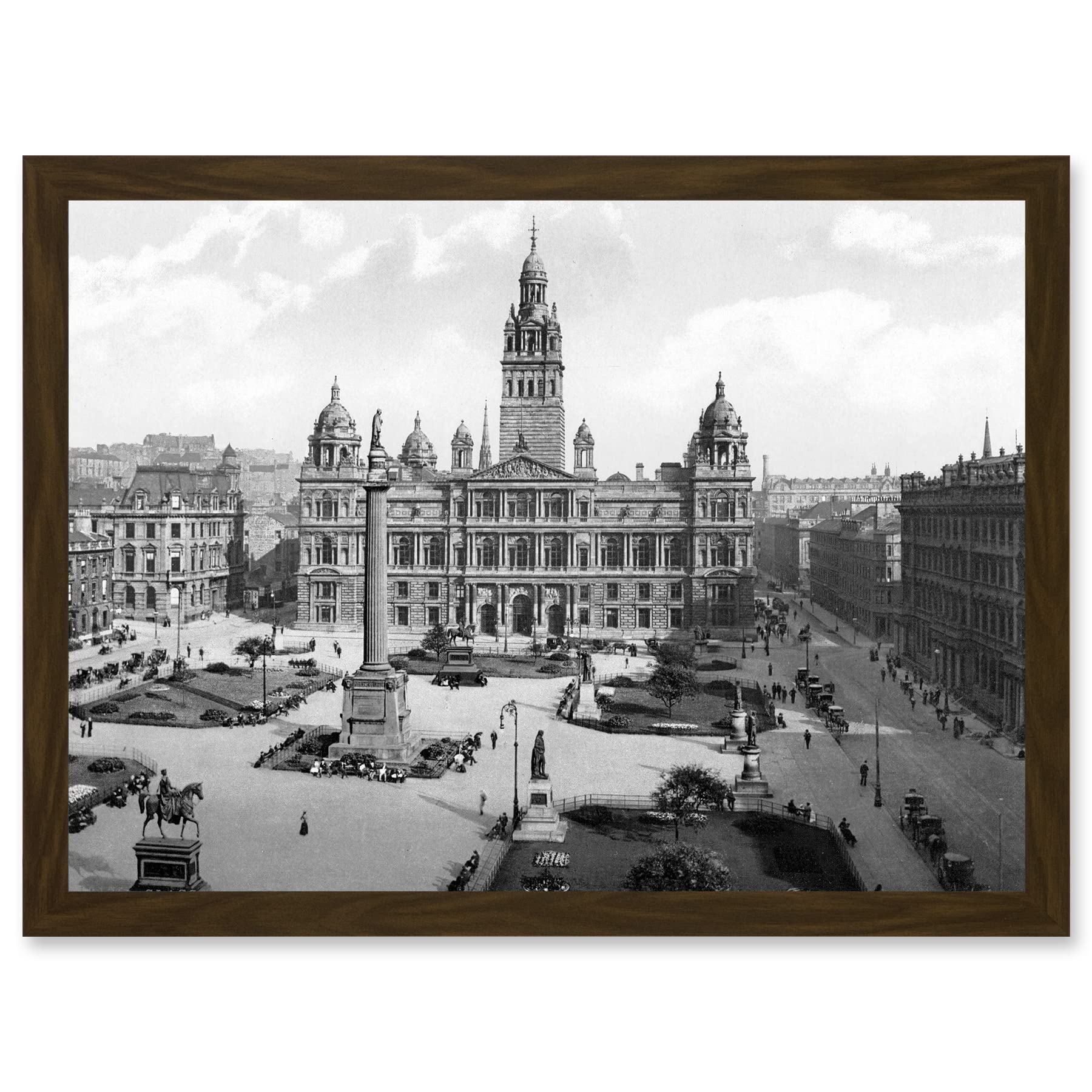 Artery8 Glasgow George Square Scotland Vintage Historic A4 Artwork Framed Wall Art Print