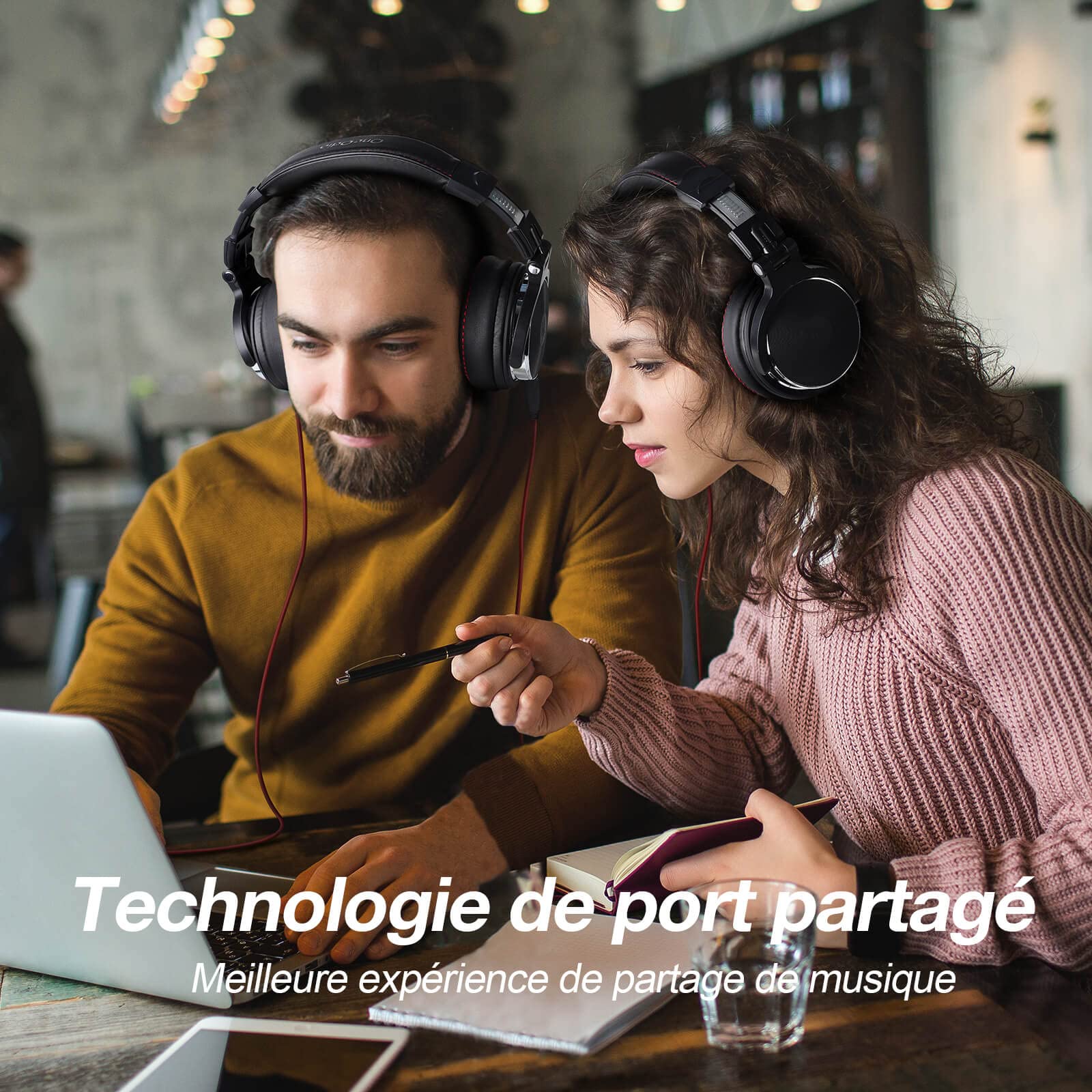OneOdio Auriculares DJ Studio sin adaptador para monitoreo y estuche giratorio de 90 ° Negro