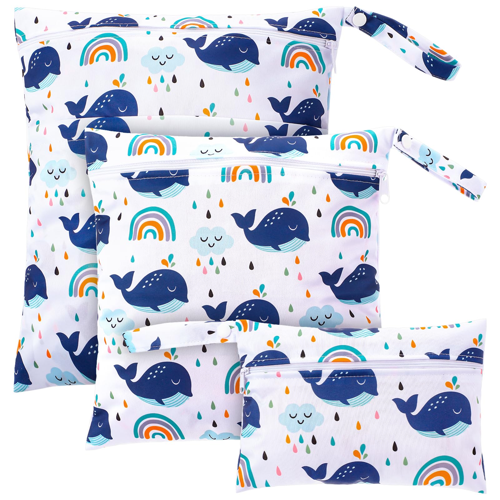 Kaisibum 3 Stück Wet Bag Kindergarten, wasserdichte Wetbag,Wiederverwendbare Nasstaschen mit Reißverschluss,Nassbeutel Kindergarten für Baby Reisen Unterwegs