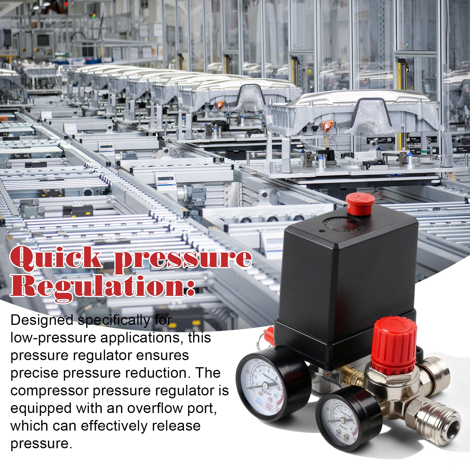Regolatore di pressione, pressostato per compressore, 220V 120psi, interruttore compressore con manometro, valvola di regolazione e valvola di sicurezza, regolatore interruttore compressore, valvola