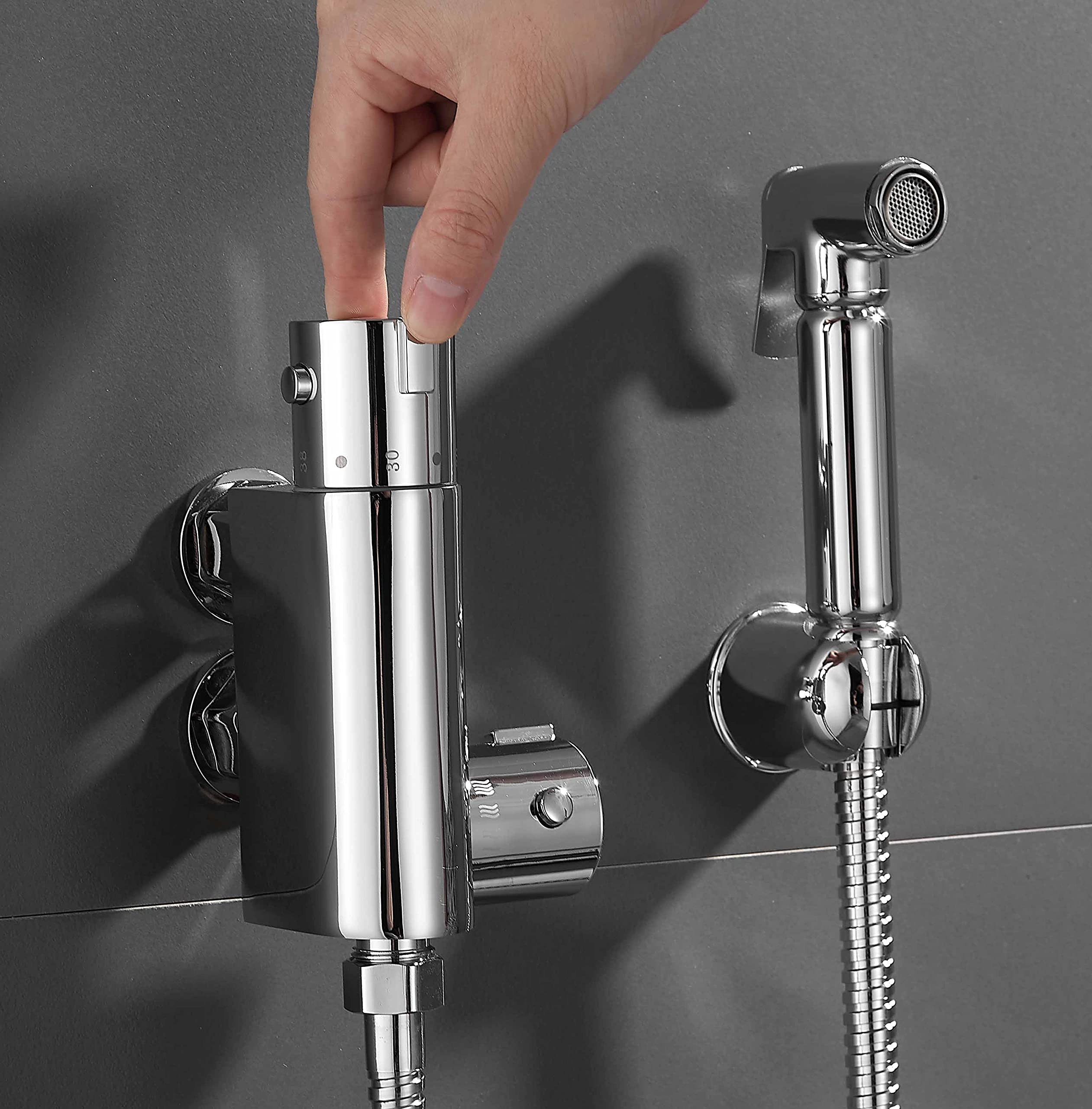 TAPLONG Wall Mounted Hot And Cold Single Hole Bidet Sprayer Faucet Set