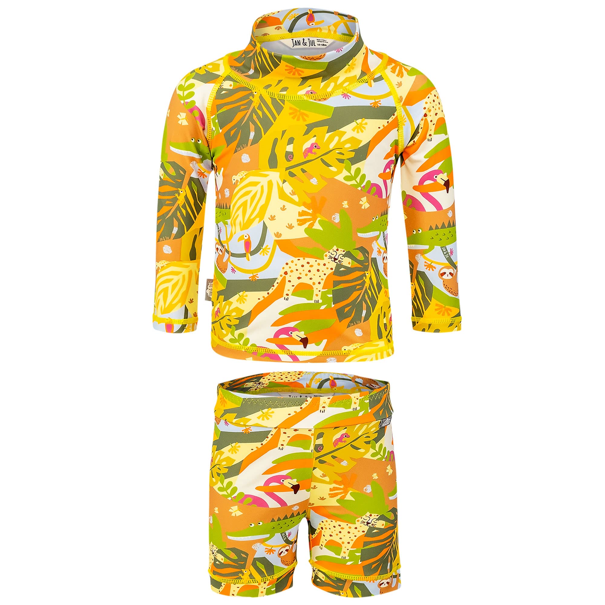 JAN &amp; JUL Long Sleeve 2-pc UV Swim-Suit Set with Shorts (Baby, Toddler, Kids)