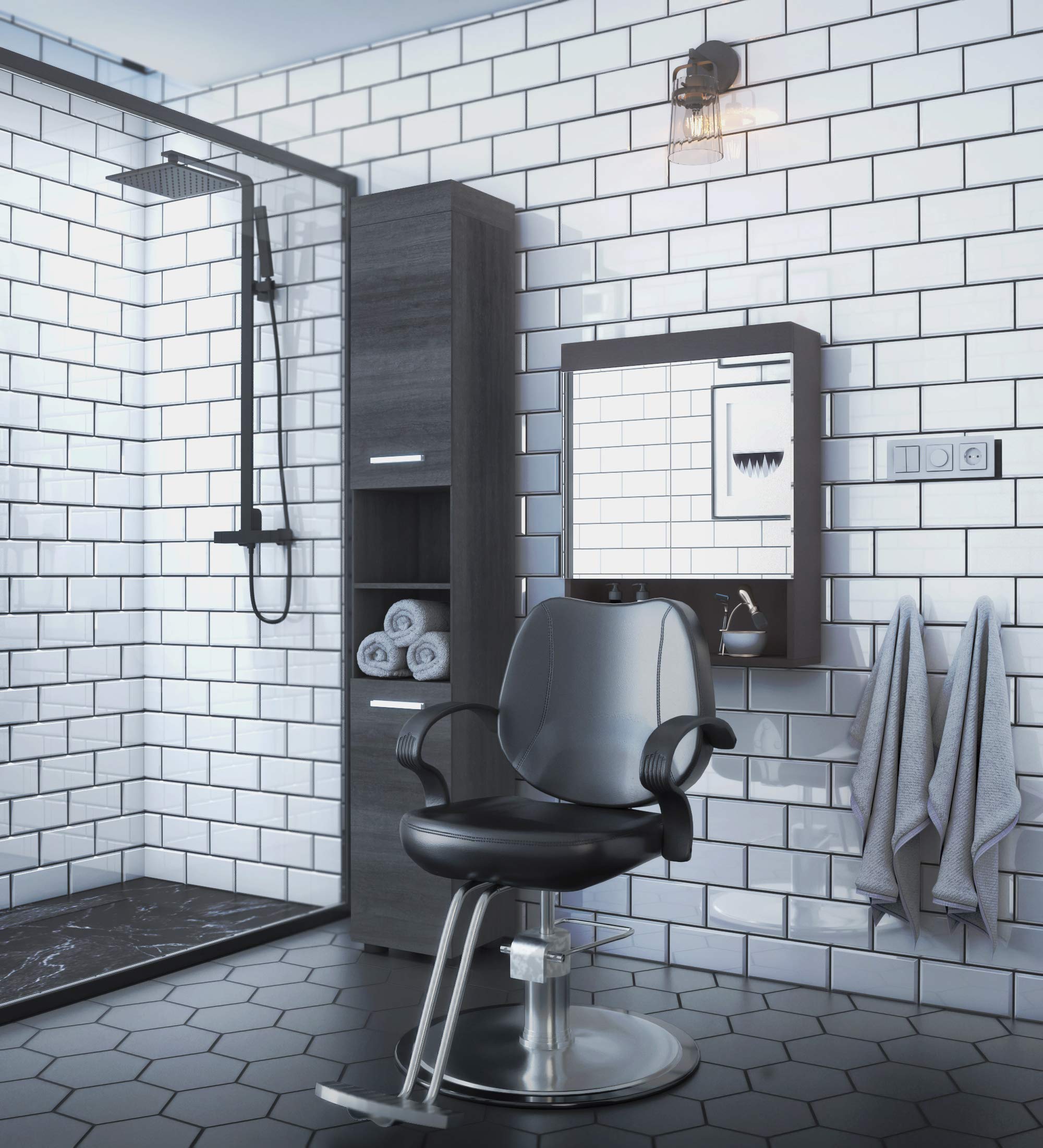 Barberpub Sedia da parrucchiere da parrucchiere, sedia idraulica, 2057BK