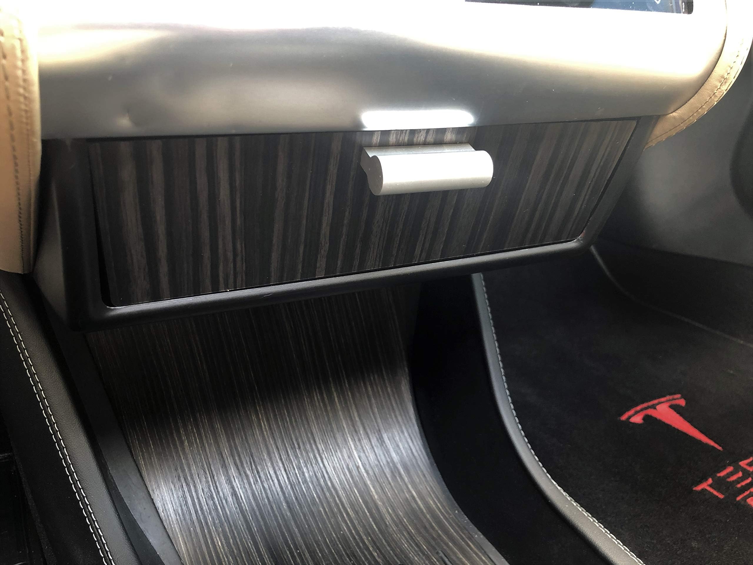T-Drawer for Tesla Model S & X (Matte Obeche), Tesla Cubby, Tesla Cubby Compartment