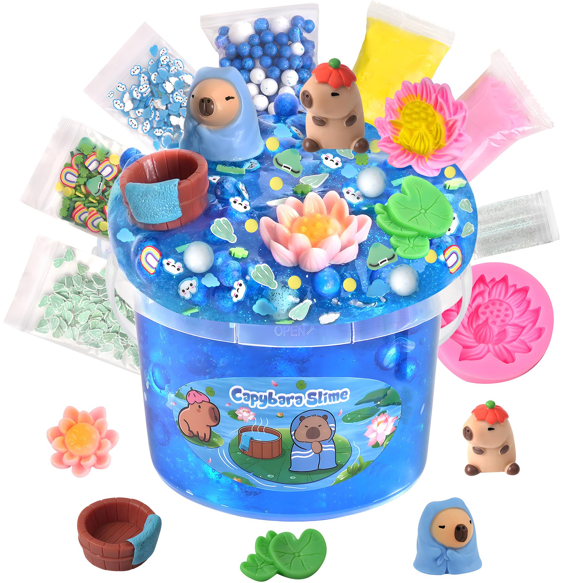 Smily Slayers ナヲトスズキ ガバ セット Joytry Capybara Slime Kit 10oz, Big Clear Slime Bucket for Kids 8