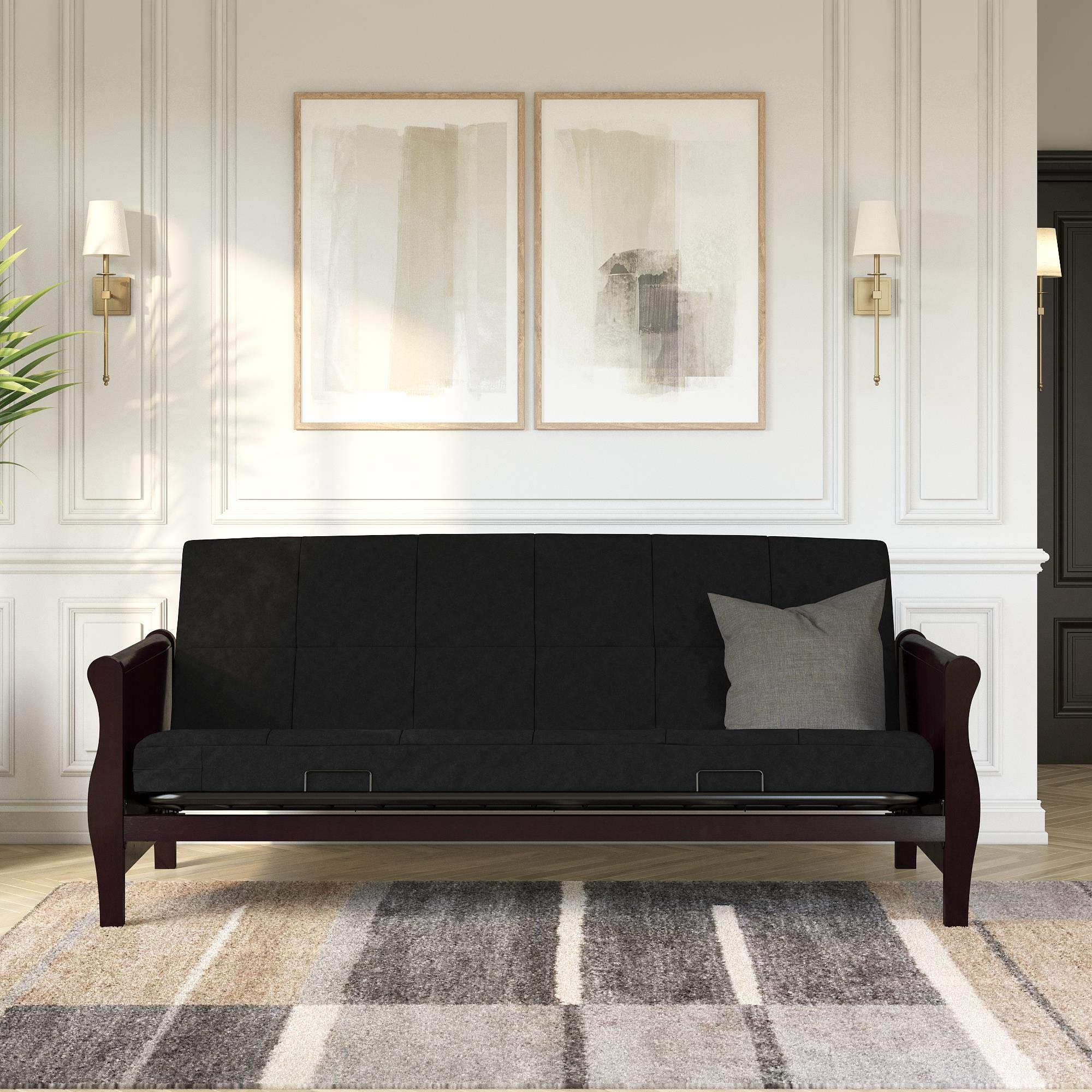 DHP Lexi 6 Inch Square Quilted Microfiber Futon Mattress, Full, Black - cover not included 