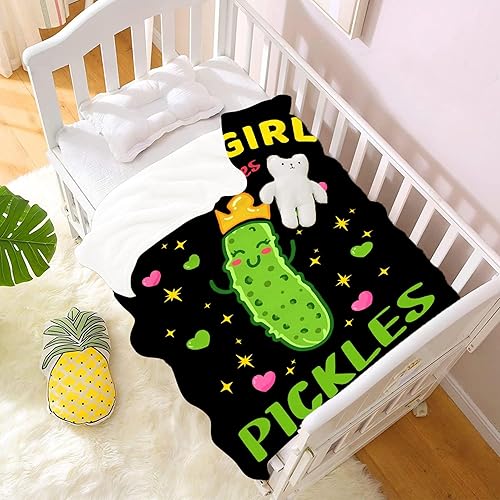 Miniatura 2 de Just A Girl Who Loves Pickles - Manta para niños y niñas, regalo para los amantes de los pepinillos, franela suave y acogedora, ligera y cálida,