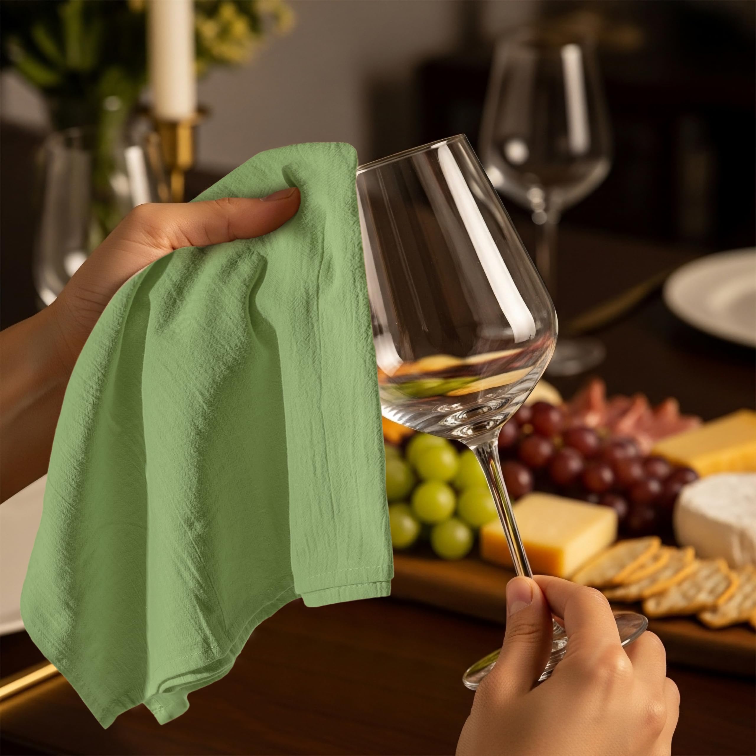 Utopia Kitchen Strofinacci da cucina in cotone, 71 x 71 cm, confezione da 12 pezzi, colore verde salvia