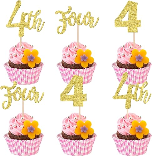 Miniatura 7 de 24 piezas de decoración para cupcakes de 5 cumpleaños con purpurina de cinco púas de cupcakes número 5 para decoración de cupcakes para baby shower,