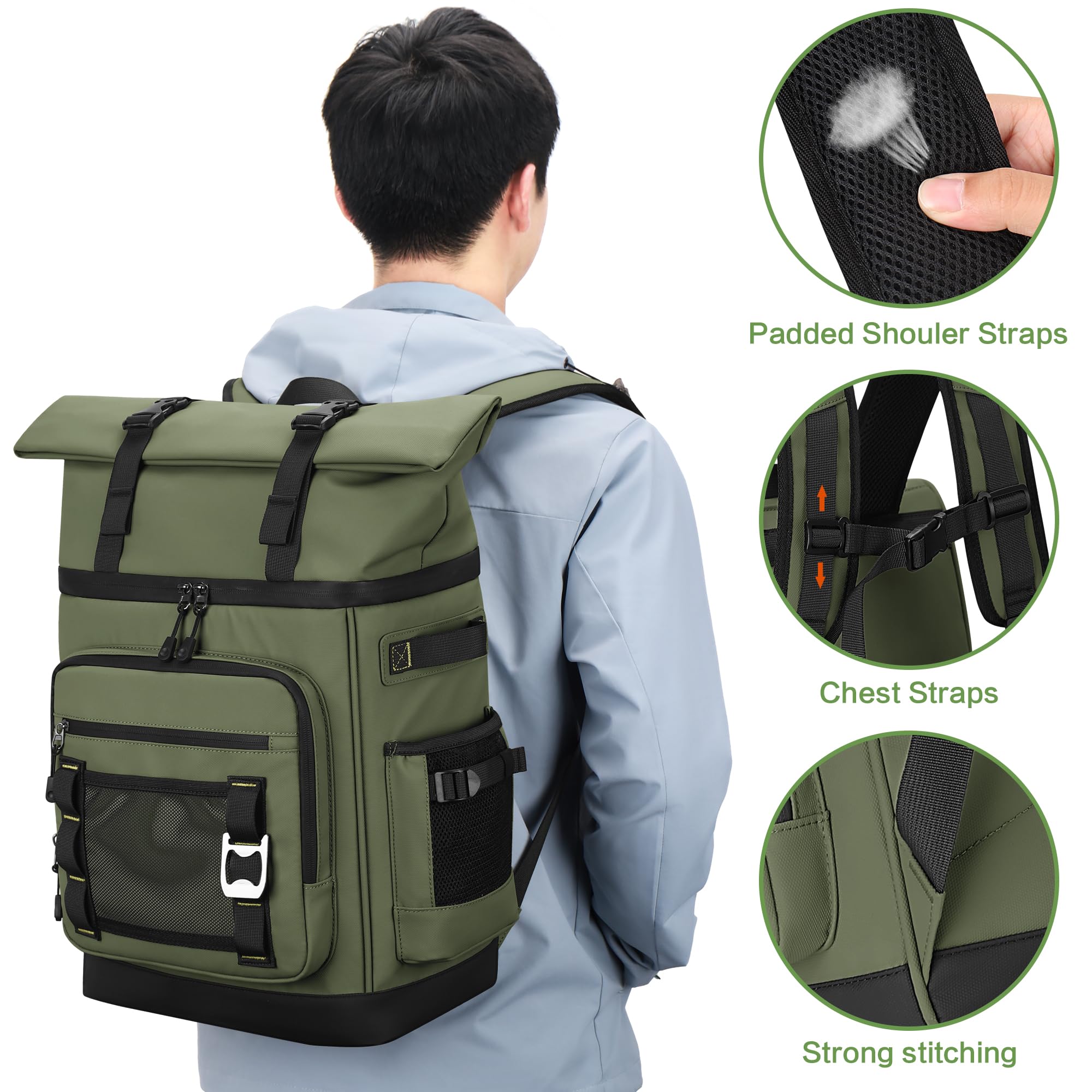 Mochila Nevera Isotermica a Prueba de Fugas, Expandible Impermeable Mochila Termica Grande Thremal Bolsa Picnic para Hombre y Mujer
