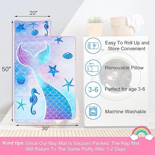 Miniatura 2 de Alfombrillas de unicornio para siesta preescolar tapete para siesta para niñas niños guardería regalos de jardín de infantes para nieta sobrino hija