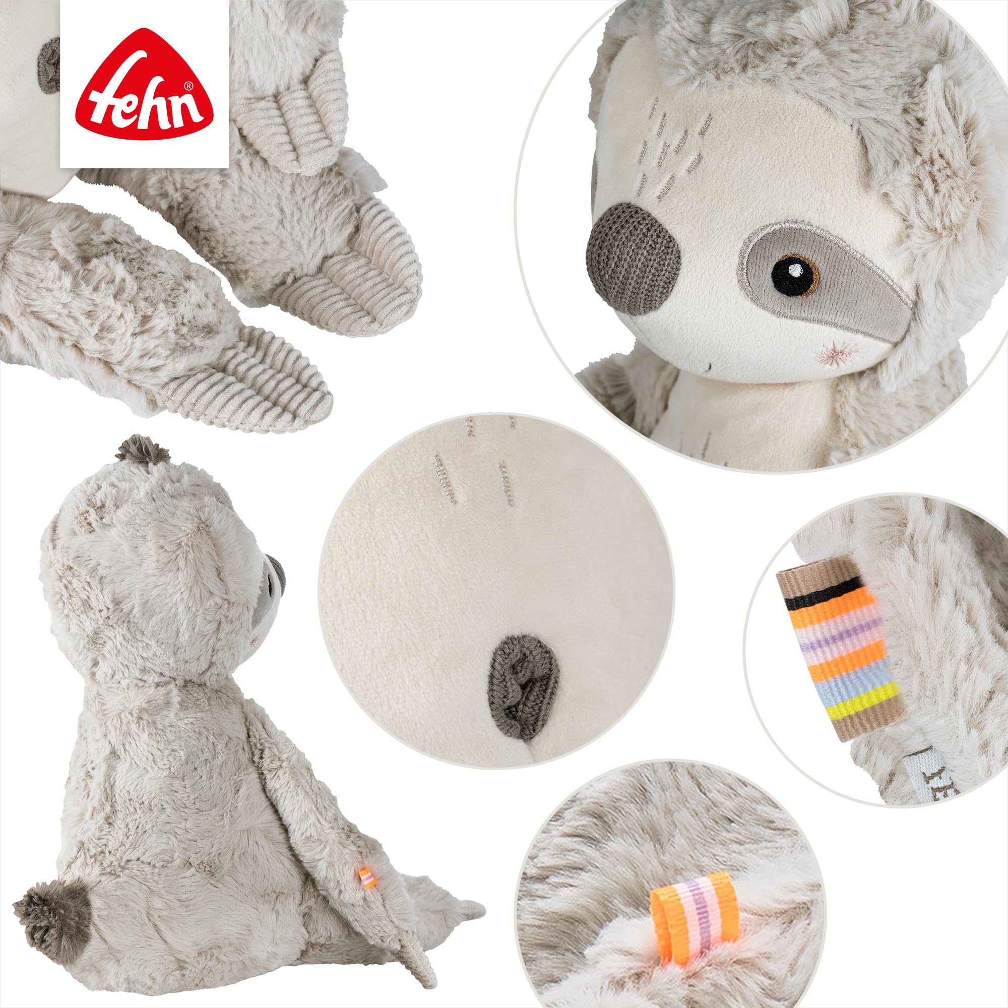 Fehn Kuscheltier Faultier XL – Spielgefährte, Beschützer & Kuschelfreund: Großes Stofftier zum Greifen, Fühlen und Knuddeln, für Babys und Kleinkinder ab 0+ Monaten