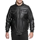 Men's Vintage Deer Faux Leather Aviator Bomber (Standard and Big & Tall)