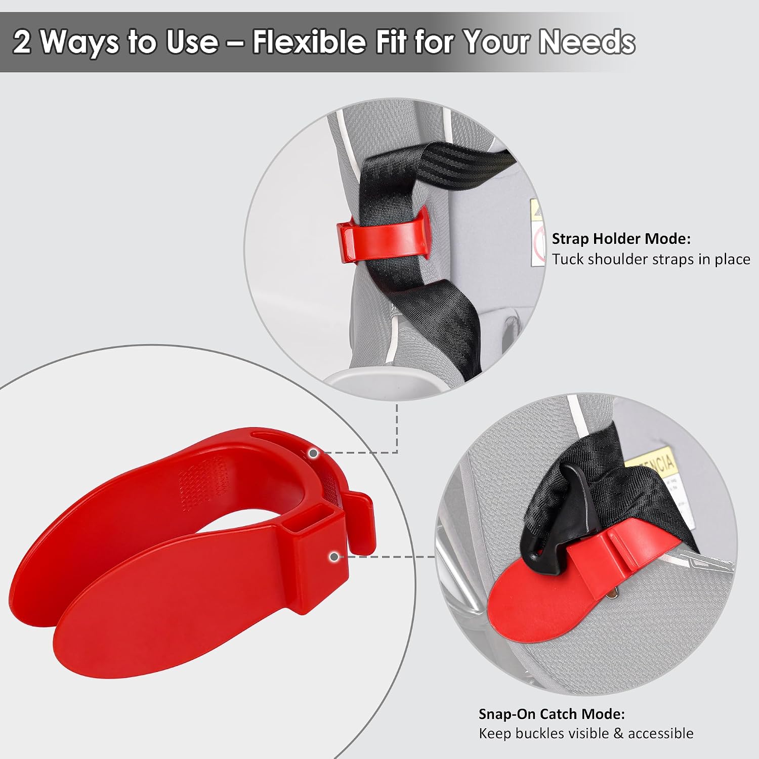 Car Seat Strap Organizer Clip – Keep Harness Straps Neat & Easily Accessible – Prevents Twisting & Tangling – Universal Fit for Infant, Toddler, and Booster Seats – Quick Installation (Red)