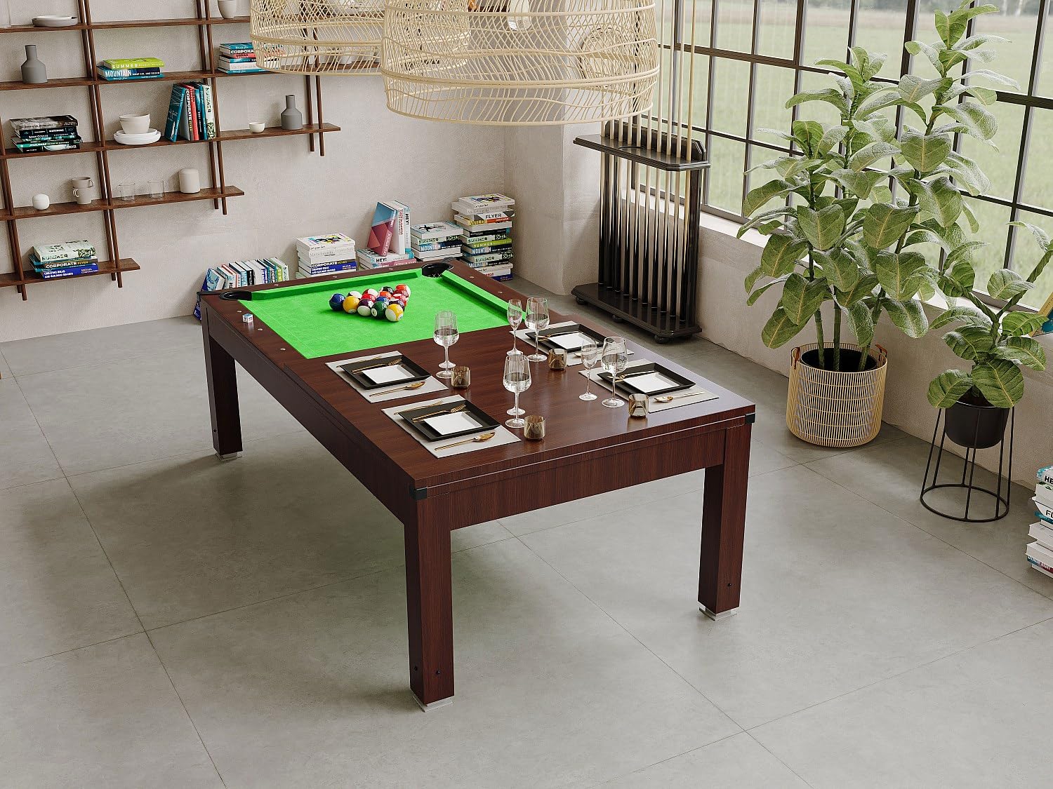 Vente-unique - Table Transformable - Billard IMPERIALE - Hauteur Ajustable - 207 x 114 x 79 cm