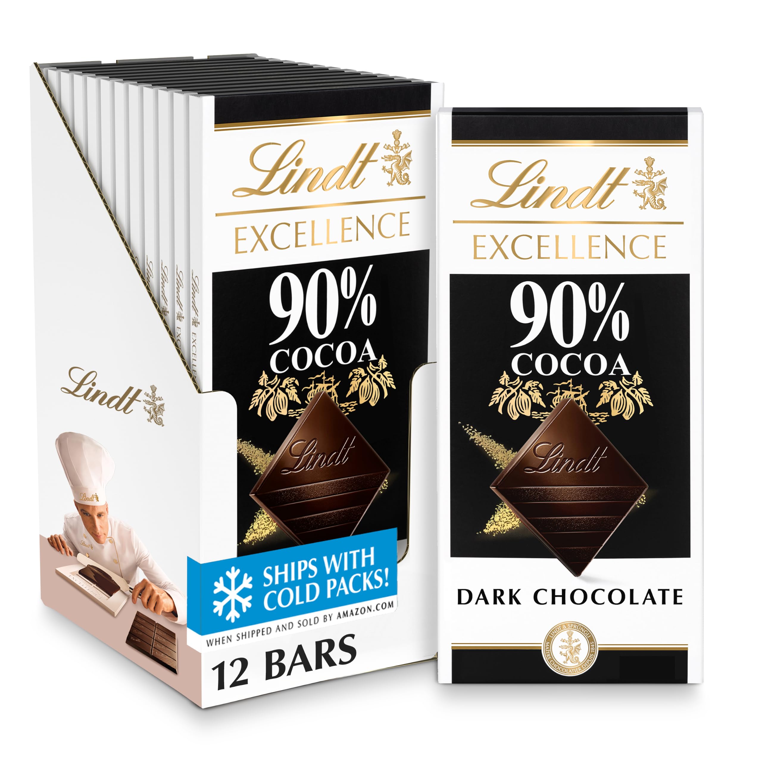 Lindt Excellence Supreme Dark Chocolate 90% Cocoa, 3.5-Ounce Packages (Pack of 12)