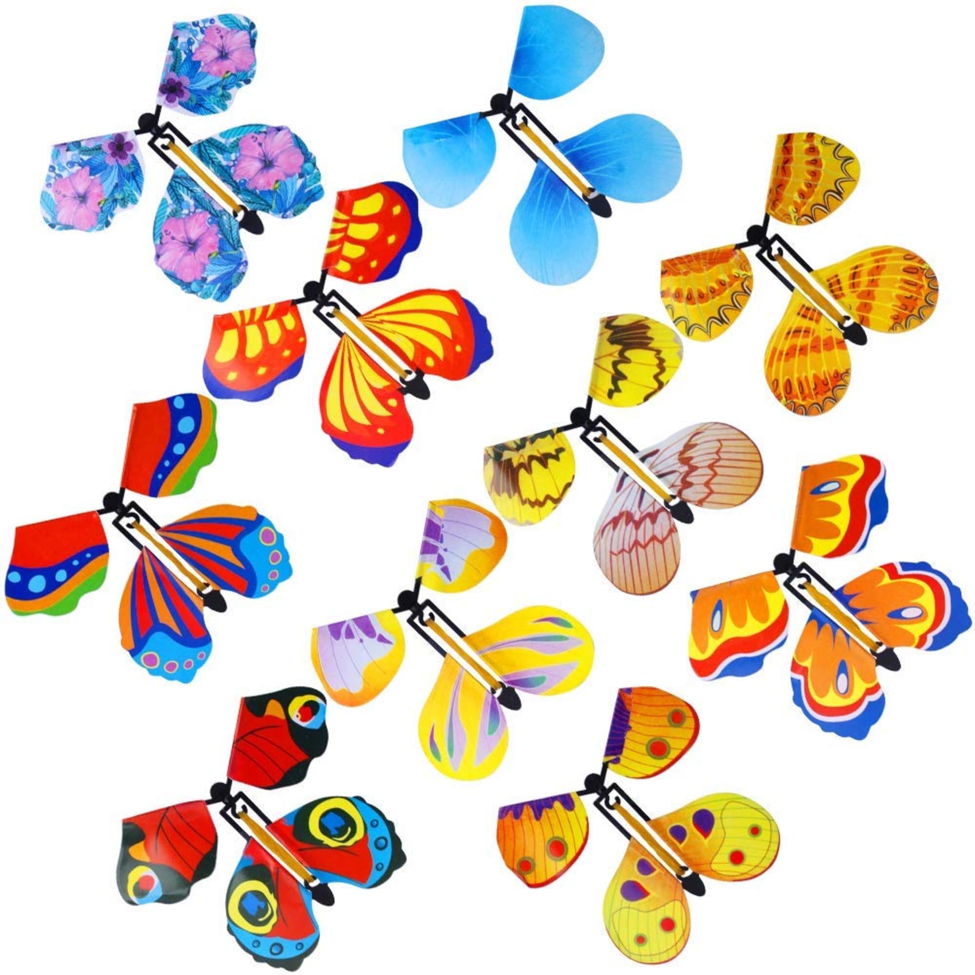 KLIVE Magic Flying Butterfly Toy Set, 10 PCS Wind Up Colorful