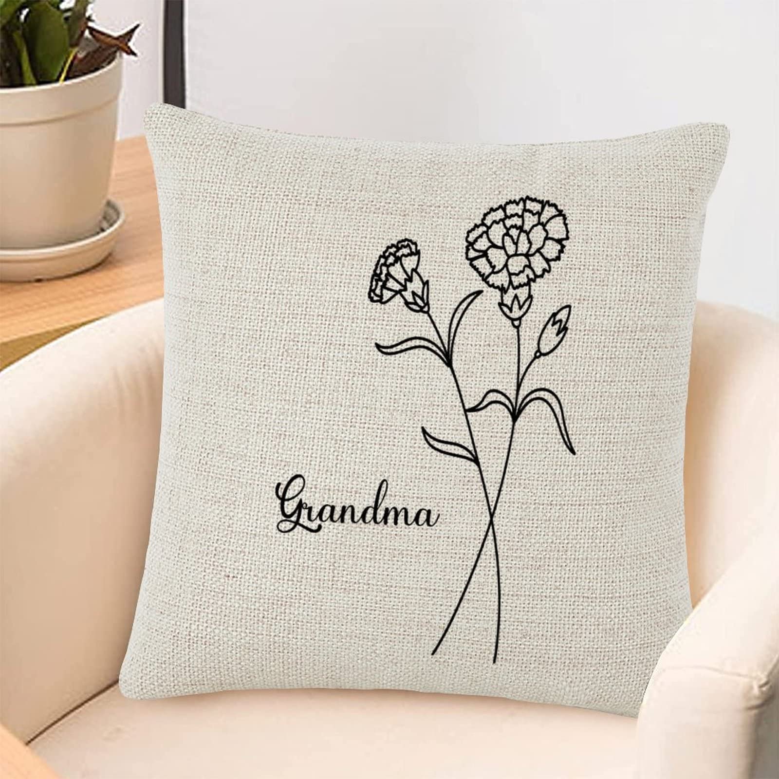 Amazon.com: Throw Cushion Cover Case January Flower Grandma
