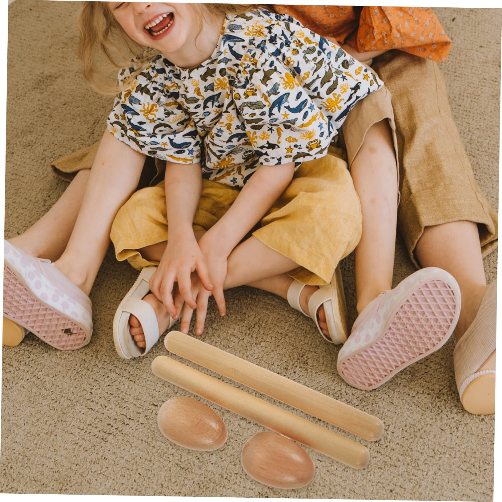 VANZACK 1 Set Wooden Rhythm Sticks Egg Natural Percussion Instruments for Safe Sturdy Music for Early Childhood Development and Classroom Activities
