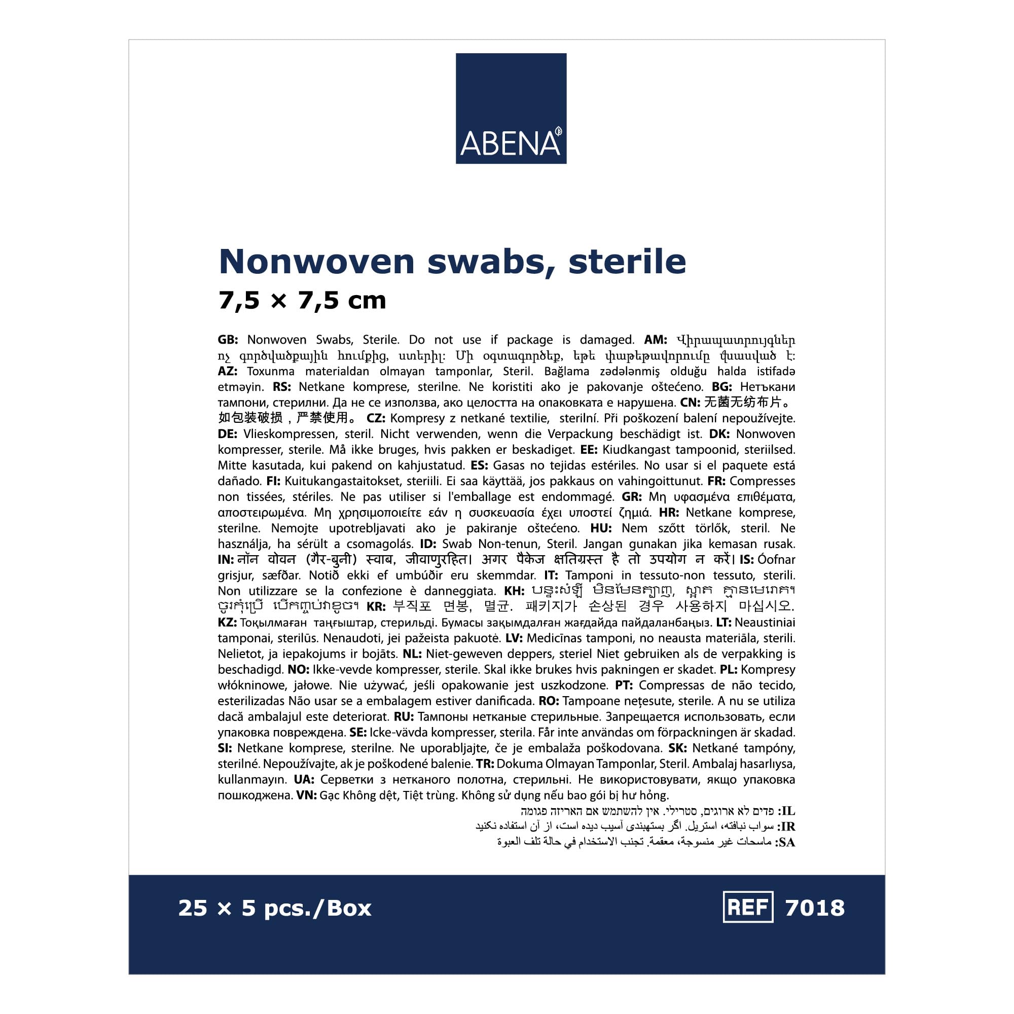 ABENA Compresse Sterili 7,5 x 7,5 cm, 18x125 pz Tessuto Non Tessuto | Si