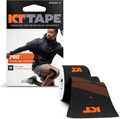 KT Tape Pro - Cinta deportiva terapéutica de kinesiología sintética 20 tiras precortadas 10 pulgadas
