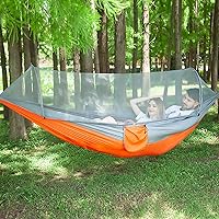 Vista 8 de Hamaca de camping LFL con mosquitera, hamaca portátil con red, hamaca de columpio para 1 y 2 personas al aire libre, material de paracaídas