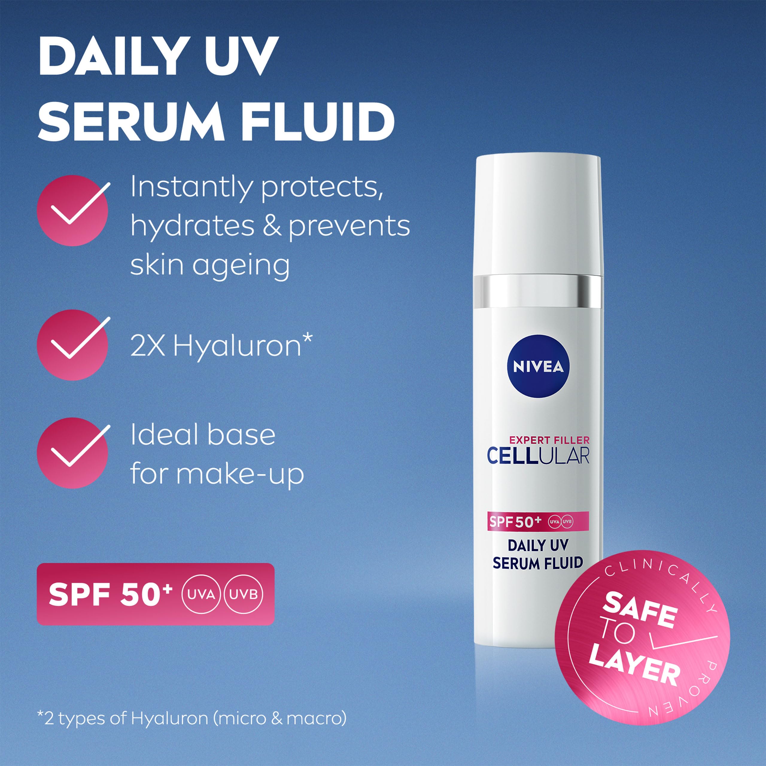 NIVEA Cellular Expert Filler Daily UV Serum Fluid SPF 50+ (30ml) - Image 2
