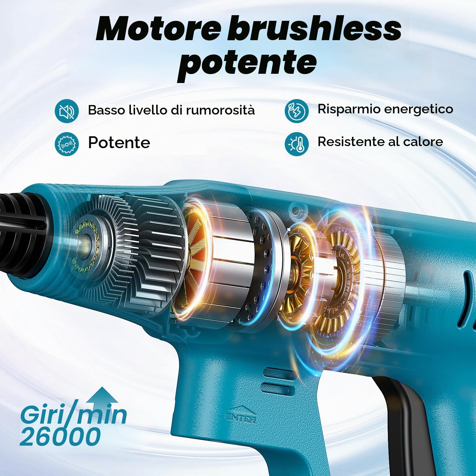 Idropulitrice per Makita-18V Batteria con Ugello 6 in 1, Tubo Flessibile da 6,5 m, Collegamento a Rubinetto e Bottiglia Diretto per Auto/Giardino/Pulizie Esterne (Senza Batteria)