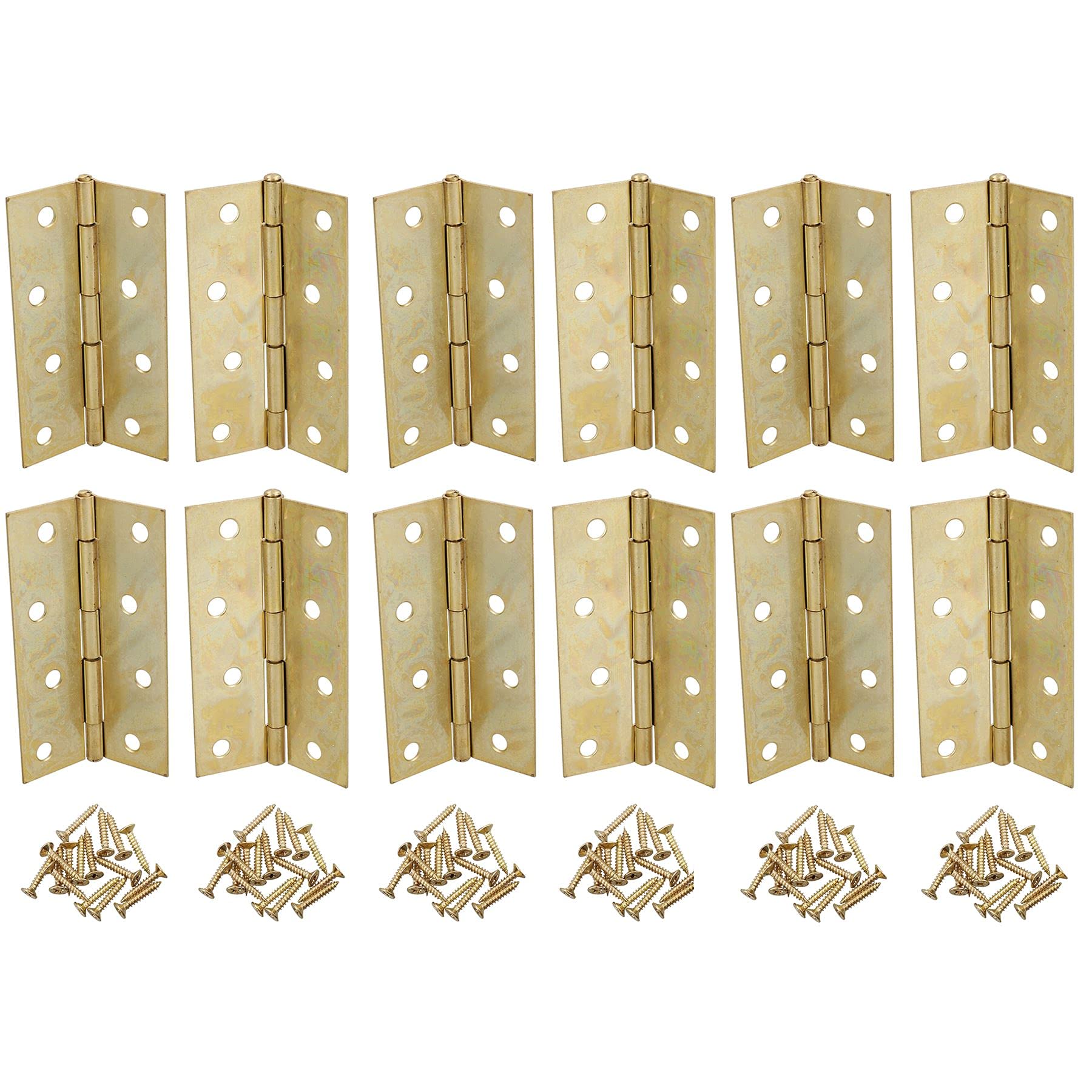 4” (100mm) Brass Plated Steel Door Cabinet Closet Gate Hinges Butt Hinge 12pk
