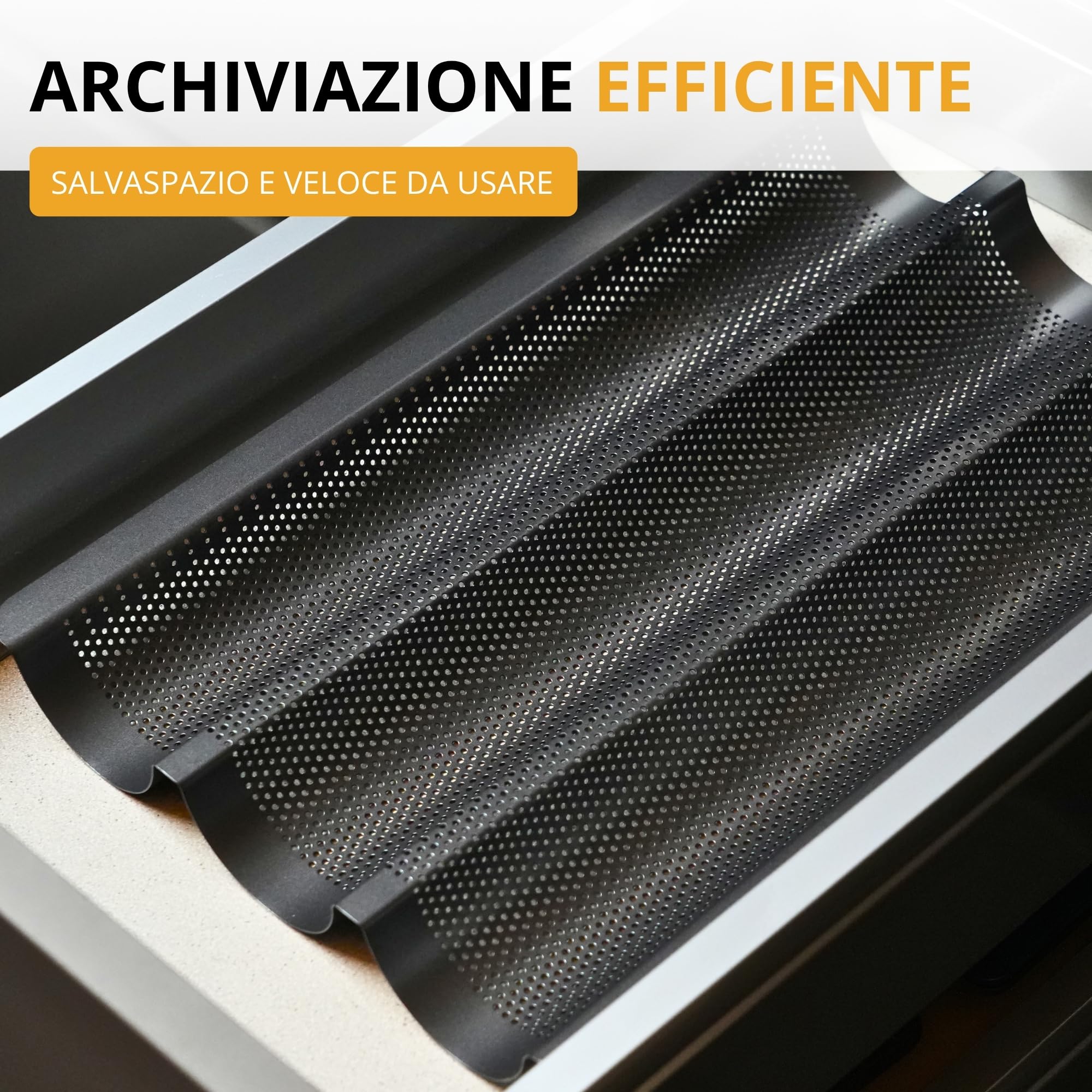 Westmark 32982260 - Stampo per baguette, 3 baguette, lunghezza 38,5 cm, in acciaio, antiaderente, Long, antracite, per 3 baguette LONG