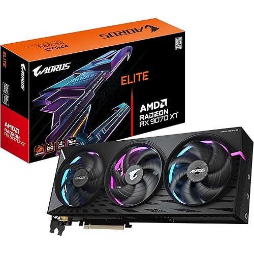 Gigabyte AORUS Radeon RX 9070 XT Elite 16G Graphics Card - 16GB GDDR6, 256bit, PCI-E 5.0, 3100 MHz Core Clock, 2 x DisplayPort, 2 x HDMI, GV-R9070XTAORUS E-16GD