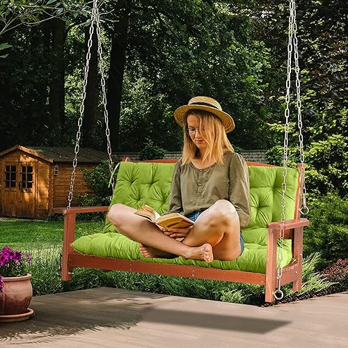 Miniatura 2 de RUFXIEZW Cojines de repuesto para columpio, cojín de columpio impermeable para porche, cojín de asiento de 2 a 16 asientos con respaldo y lazos para