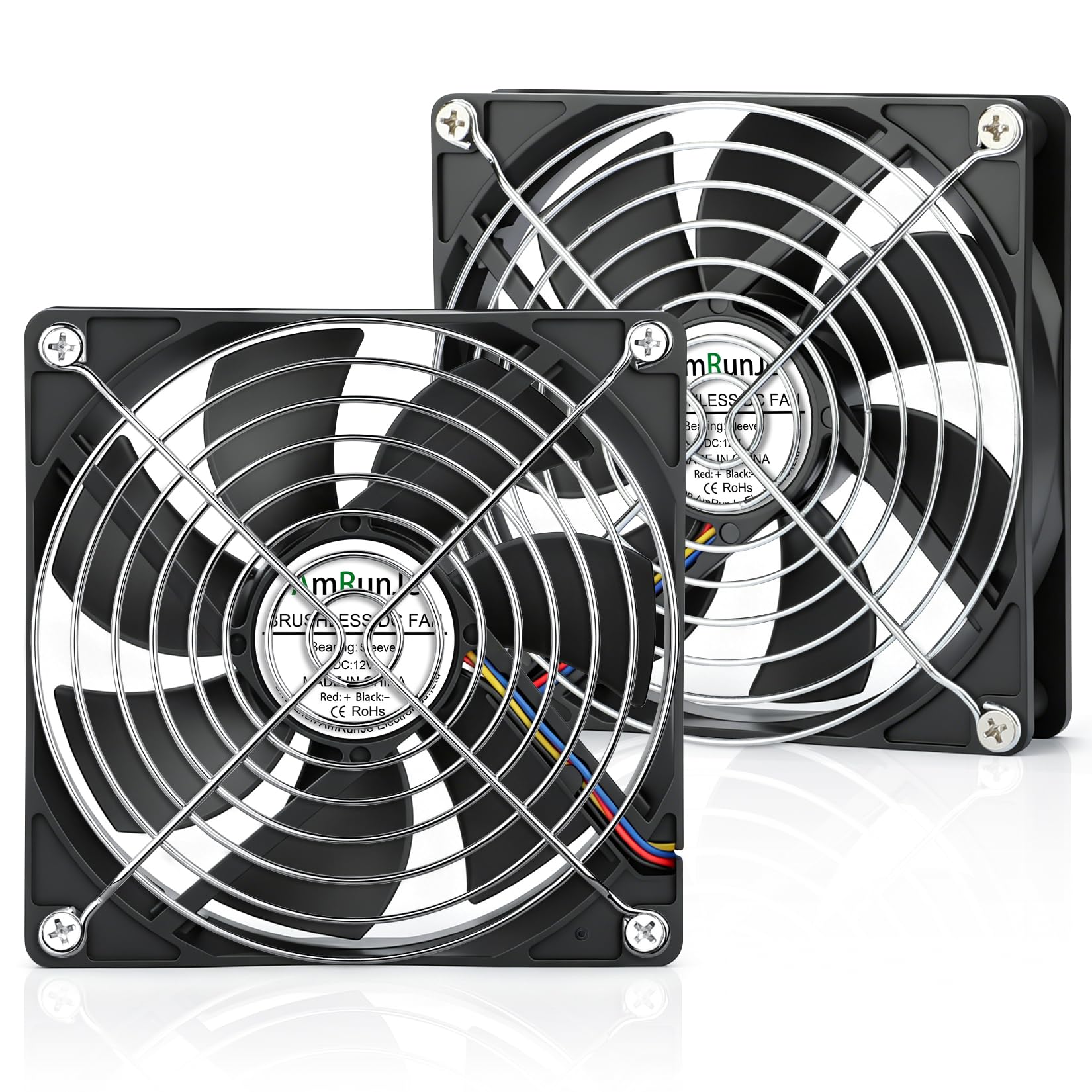 Lot de 2 ventilateurs PWM 4 broches pour boîtier d'ordinateur - 120 mm x 25 mm - 12 V CC - Ventilateur sans balais pour refroidissement de boîtier PC, dissipateur thermique, réfrigérateur